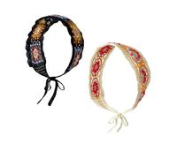 ArrErr Fascia per capelli bohémien, turbante, vintage, stile hippie, lavorata a maglia, fascia per capelli con motivo floreale, per ragazze