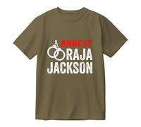 Arrest Raja Jackson Graphic Cotton T-Shirt - Unisex Girocollo Manica Corta Statement Tee, Casual Streetwear Protest Shirt, cachi, XL