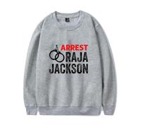 Arrest Raja Jackson Graphic Crew Felpa - Unisex Manica Lunga Streetwear Protest Pullover, Casual Statement Top, Grigio, 3XL