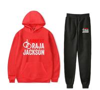 Arrest Raja Jackson Graphic Hoodie and Jogger Set - Completo streetwear unisex, pullover a maniche lunghe e pantaloni casual, Rosso, 4XL
