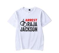 Arrest Raja Jackson Graphic T-Shirt - Maglietta unisex girocollo a maniche corte, casual, streetwear Protest Top, bianco, XL