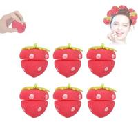 Arricciacapelli senza calore alla fragola, Arricciacapelli senza calore per la notte adatto per capelli lunghi e corti, Arricciacapelli a forma di palla di spugna alla fragola (6pcs, one size)