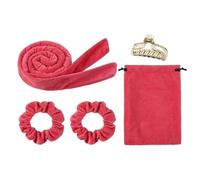 Arricciacapelli senza calore, fascia for capelli, bigodini senza calore, bigodini pigri for donne, riccioli di seta morbidi for dormire(Red)