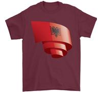 Arricciato Albania Bandiera Albanese Giorno Calcio T-Shirt 100% Cotone