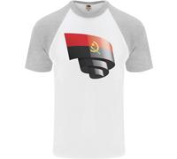 Arricciato Angola Bandiera Angolano Giorno Calcio DA UOMO S/S Baseball T-Shirt