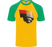 Arricciato Angola Bandiera Angolano Giorno Calcio DA UOMO S/S Baseball T-Shirt