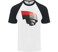 Arricciato Angola Bandiera Angolano Giorno Calcio DA UOMO S/S Baseball T-Shirt