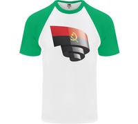 Arricciato Angola Bandiera Angolano Giorno Calcio DA UOMO S/S Baseball T-Shirt