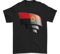 Arricciato Angola Bandiera Angolano Giorno Calcio T-Shirt 100% IN Cotone