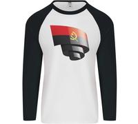 Arricciato Angola Bandiera Angolano Giorno Calcio Uomo L/S Baseball Maglietta