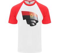 Arricciato Angola Bandiera Angolano Giorno Calcio Uomo S/S Baseball T-Shirt