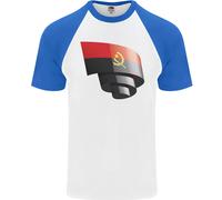 Arricciato Angola Bandiera Angolano Giorno Calcio Uomo S/S Baseball T-Shirt
