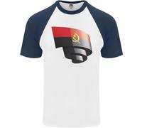 Arricciato Angola Bandiera Angolano Giorno Calcio Uomo S/S Baseball T-Shirt