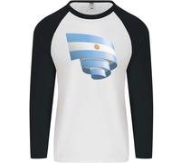 Arricciato Argentina Bandiera Argentino Giorno Calcio Uomo L/S Baseball T-Shirt