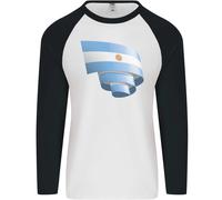 Arricciato Argentina Bandiera Giorno Calcio Uomo L/S Baseball Maglietta