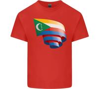 Arricciato Comore Bandiera Comorian Giorno Calcio Uomo Cotone T-Shirt