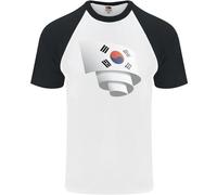 Arricciato Corea Del Sud Bandiera Giorno Calcio DA UOMO S/S Baseball T-Shirt