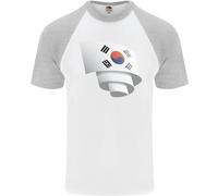 Arricciato Corea Del Sud Bandiera Giorno Calcio DA UOMO S/S Baseball T-Shirt
