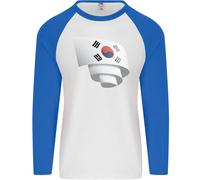 Arricciato Corea Del Sud Bandiera Giorno Calcio Uomo L/S Baseball Maglietta