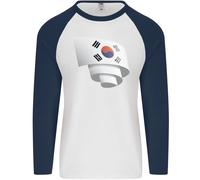 Arricciato Corea Del Sud Bandiera Giorno Calcio Uomo L/S Baseball T-Shirt