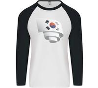 Arricciato Corea Del Sud Bandiera Giorno Calcio Uomo L/S Baseball T-Shirt