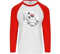 Arricciato Corea Del Sud Bandiera Giorno Calcio Uomo L/S Baseball T-Shirt