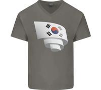 Arricciato Corea Del Sud Bandiera Giorno Calcio Uomo Scollo A V Cotone T-Shirt