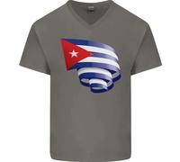 Arricciato Cuba Bandiera Cubano Giorno Calcio Uomo Scollo A V Cotone T-Shirt