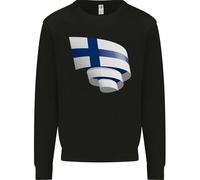 Arricciato Finlandia Bandiera Finlandese Giorno Calcio Bambini Felpa Maglione