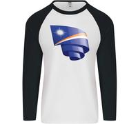 Arricciato Marshall Isole Bandiera Giorno Calcio Uomo L/S Baseball T-Shirt