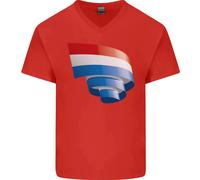 Arricciato Olanda Bandiera Holland Olandese Giorno Calcio Uomo Scollo A V Cotone