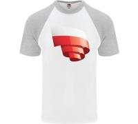 Arricciato Polonia Bandiera Lucido Giorno Calcio Uomo S/S Baseball T-Shirt