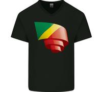 Arricciato Repubblica Di Il Congo Bandiera Day Calcio Uomo V-Neck T-Shirt