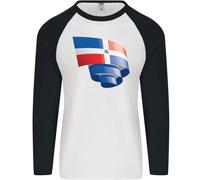 Arricciato Repubblica Dominicana Bandiera Giorno Uomo L/S Baseball T-Shirt
