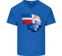 Arricciato Repubblica Dominicana Bandiera Giorno Uomo Scollo A V Cotone T-Shirt