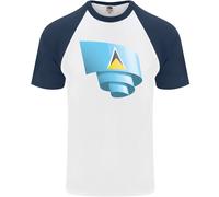 Arricciato Saint Lucia Bandiera Giorno Calcio DA UOMO S/S Baseball T-Shirt
