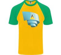 Arricciato Saint Lucia Bandiera Giorno Calcio DA UOMO S/S Baseball T-Shirt