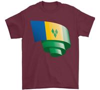 Arricciato Saint Vincent And Grenadines Bandiera Calcio T-Shirt 100% Cotone
