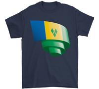 Arricciato Saint Vincent And Grenadines Bandiera Calcio T-Shirt 100% Cotone