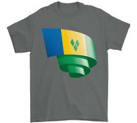 Arricciato Saint Vincent And Grenadines Bandiera Calcio T-Shirt 100% Cotone