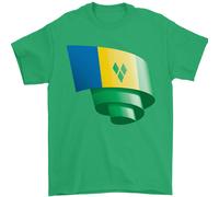 Arricciato Saint Vincent And Grenadines Bandiera Calcio T-Shirt 100% Cotone