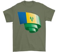 Arricciato Saint Vincent And Grenadines Bandiera Calcio T-Shirt 100% Cotone