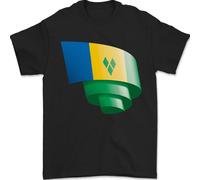 Arricciato Saint Vincent And Grenadines Bandiera Calcio T-Shirt 100% Cotone