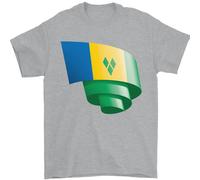 Arricciato Saint Vincent And Grenadines Bandiera Calcio T-Shirt 100% Cotone