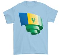 Arricciato Saint Vincent And Grenadines Bandiera Calcio T-Shirt 100% Cotone