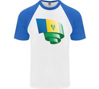 Arricciato Saint Vincent E Grenadines Bandiera Calcio Uomo S/S Baseball T-Shirt