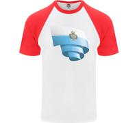 Arricciato San Marino Bandiera Sammarinese Giorno Calcio DA UOMO S/S T-Shirt