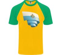 Arricciato San Marino Bandiera Sammarinese Giorno Calcio DA UOMO S/S T-Shirt
