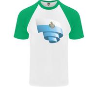 Arricciato San Marino Bandiera Sammarinese Giorno Calcio DA UOMO S/S T-Shirt