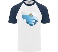 Arricciato San Marino Bandiera Sammarinese Giorno Calcio DA UOMO S/S T-Shirt